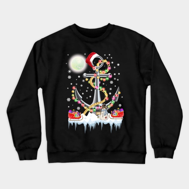 Christmas Lights Anchor Boating Sailing Funny Boat Xmas Gift Crewneck Sweatshirt by schaefersialice